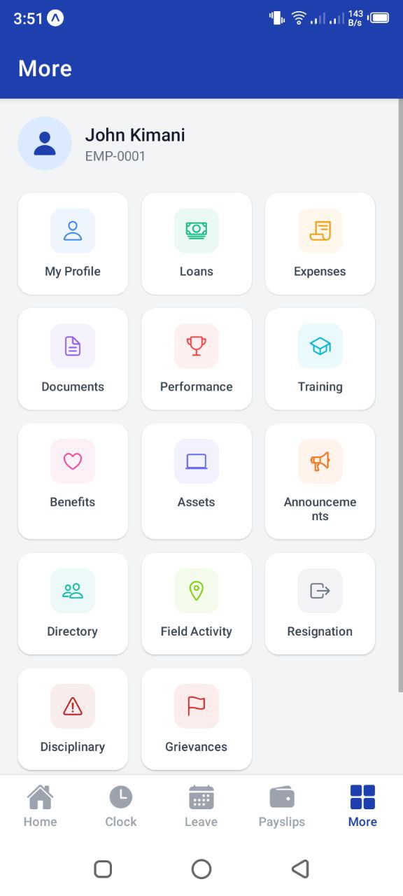 SmartHR Kenya Mobile App - Employee self-service HR features
